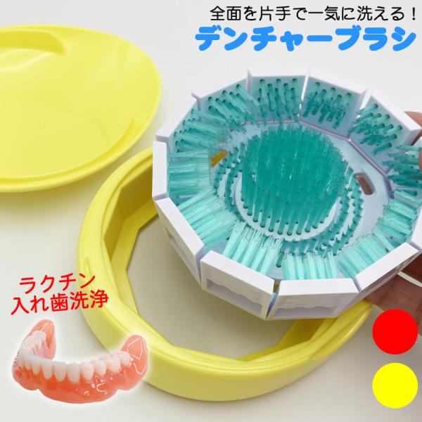 送料込 アジャスト デンチャーブラシ 滑り止め付 片手で洗浄できる 入れ歯ブラシ 入れ歯洗浄 入れ歯...