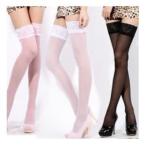 ニーハイソックス ブラック ホワイト ピンク レース