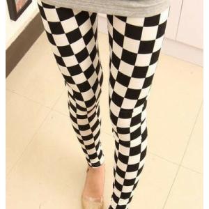 四角形 キューブ 模様 美脚 スリム 九分丈 レギンス 母の日 プレゼント UVカット 春 冷感