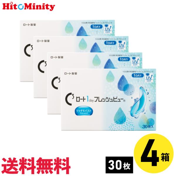 【4箱】ロート ワンデーフレッシュビュー リッチモイスト 1箱30枚入り コンタクトレンズ 1day