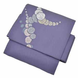 九寸 名古屋帯 正絹 引箔織 華文 鳥 未仕立て 西陣織工業組合