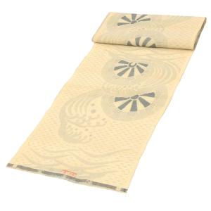 反物 夏物 正絹 リサイクル反物 ベージュ色系...の詳細画像1