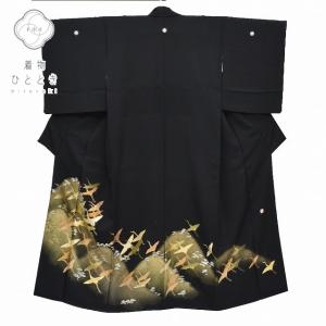 平和屋着物●豪華黒留袖　刺繍　正倉院鳳凰更紗　暈し染め　金彩　正絹　逸品　CABD8150vp 平和屋着物○豪華黒留袖 刺繍 正倉院鳳凰更紗 暈し染め 金彩 正絹 逸品