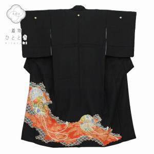 リサイクル着物 黒留袖 中古 正絹 五つ紋 比翼付き 結婚式 加賀友禅