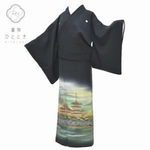 リサイクル着物 黒留袖 中古 正絹 五つ紋 比翼付き 仕立て上がり 結婚