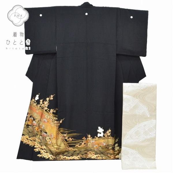 黒留袖 中古 着物 帯 正絹 結婚式 セット 仕立て上がり 梅 菊 松文様 pp0533b