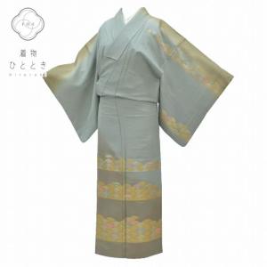 リサイクル訪問着袷 友禅染め 黒 モダン たたき染め 身丈155cm 裄63cm