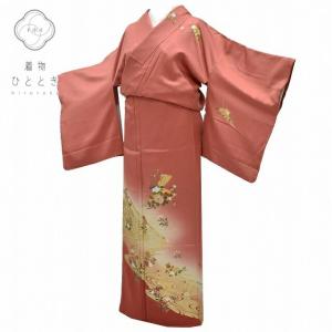 訪問着 身丈162cm 裄丈63cm S 袷 建物 草花 金彩 染め分け