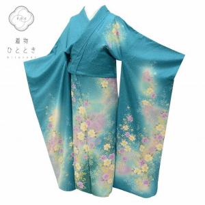 平和屋着物●小振袖　二尺袖　花蝶文　暈し染め　金彩　洗える着物　AABG7084ph 平和屋着物○小振袖 二尺袖 花蝶文 暈し染め 金彩 洗える着物