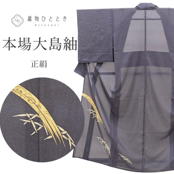 リサイクル着物 本場大島紬 本場縞大島 染大島 夏物 夏着物 正絹 仕立て上がり 中古 ss1544...