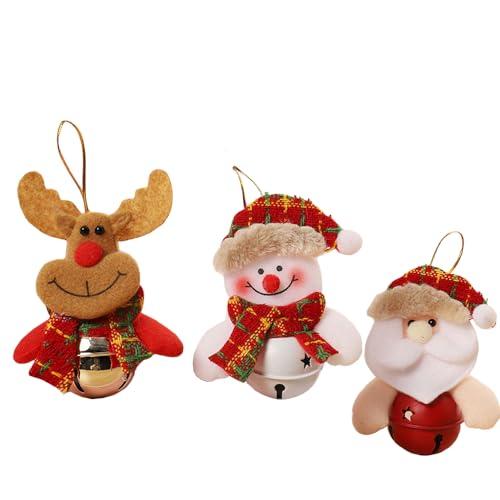 クリスマスオーナメントペンダント3個セット クリスマスツリー飾りサンタクロース雪だるまトナカイ人形 ...