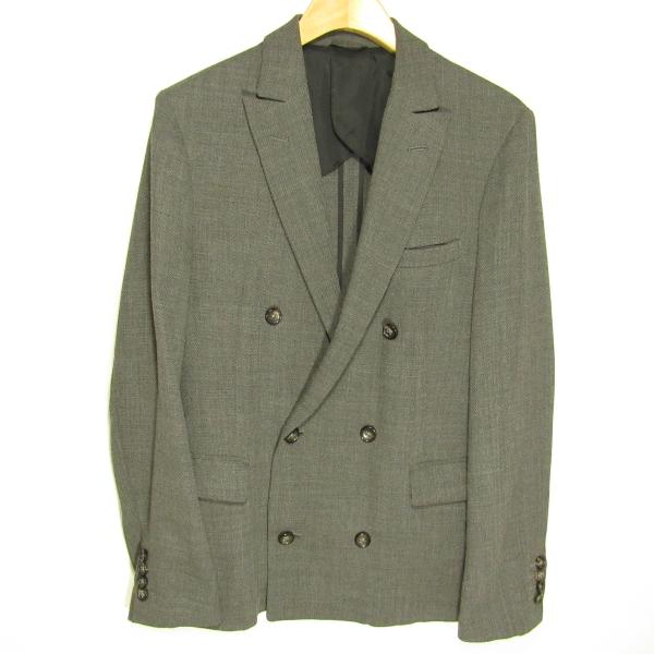 美品 ケミット Kemit メンズ ダブル テーラード ジャケット size48 M相当 春夏 グレ...