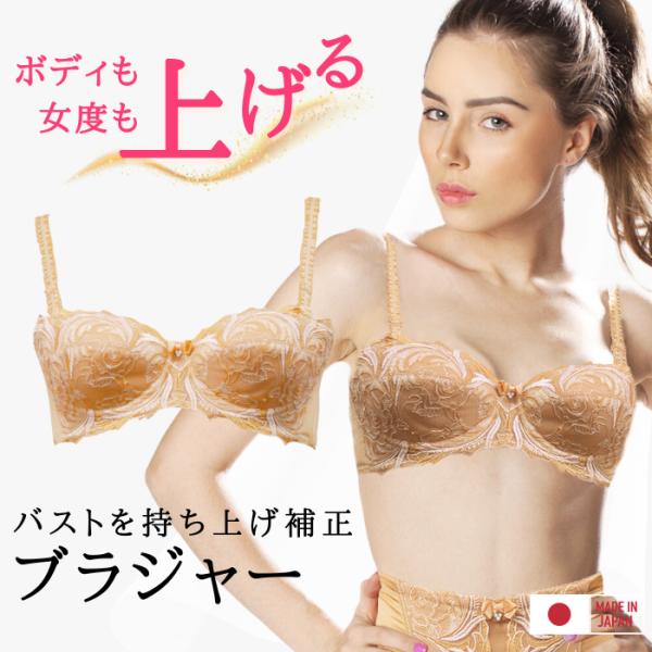 プレミアムリフトアップブラジャー (ハーフカップブラ) 遠赤外線繊維 日本製 補正下着 バストアップ...