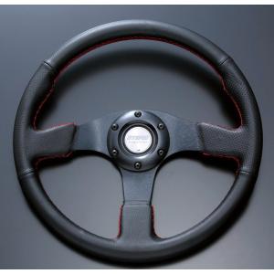 D1 SPEC ステアリング FLAT-R 35φレザー 《全3色》ブラック / レッド