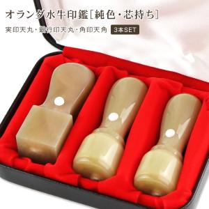 法人印鑑3本セット オランダ水牛 純色 会社印鑑 代表者印 銀行之印 角