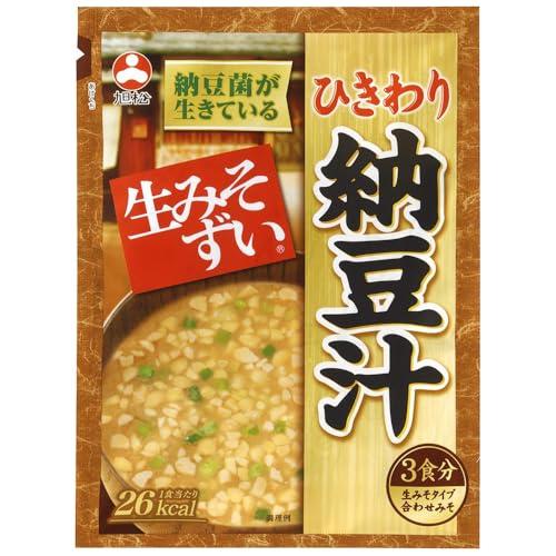 旭松食品 袋入 生みそずい ひきわり納豆汁 味噌汁 レトルト 即席みそ汁 (3食入り, 1個)