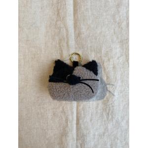 [shugei lab.] もじゃ猫　顔キーホルダー＜グレージュ×黒＞＜黒＞ / もじゃ猫の会