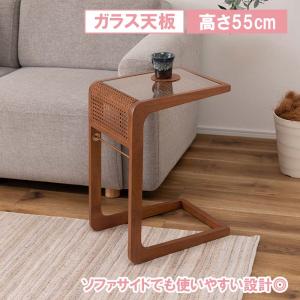 今枝商店 ラタンテーブル 円形 ガラス天板 棚付 籐家具 直径60cm