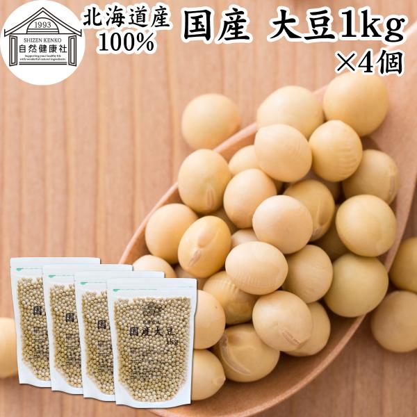 大豆 1kg×4個 国産 北海道産 トヨマサリ 生豆 無添加 100%