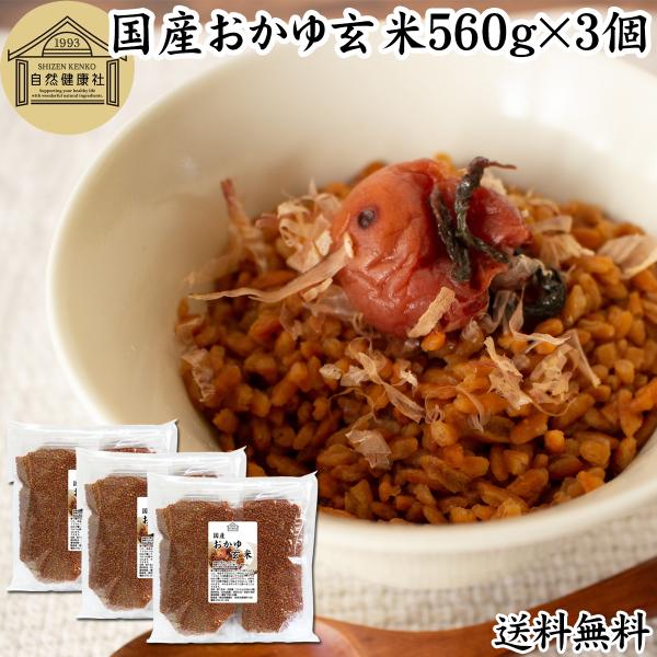 おかゆ玄米 560g×3個 玄米粥 玄米 おかゆ レトルト 無添加 国産 送料無料