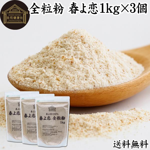全粒粉 春よ恋 1kg×3個 小麦粉 国産 強力粉 パン用 業務用