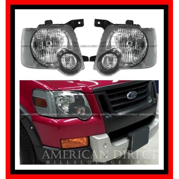 【即納/ブラック】06-10y フォード エクスプローラー アイアンマン ヘッドライト ヘッドランプ...