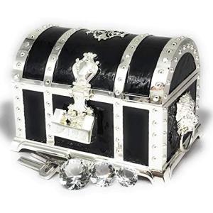 貯金箱 鍵付き のおすすめランキング まるで海賊の宝箱 アンティーク 宝石箱 ジュエリーボックス レトロな鍵と水晶ダイヤ3種付き 小物入れ インテ