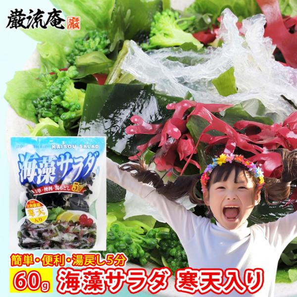 海藻 サラダ 寒天 入り 60g 乾燥 わかめ カットわかめ 国産 食物繊維  ポイ ポイント利用 ...