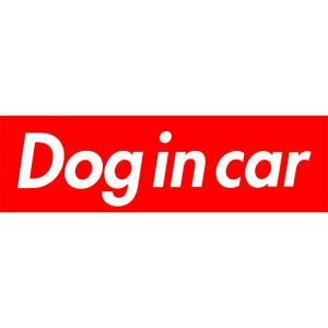 カーマグネット Dog in car 箱枠 赤