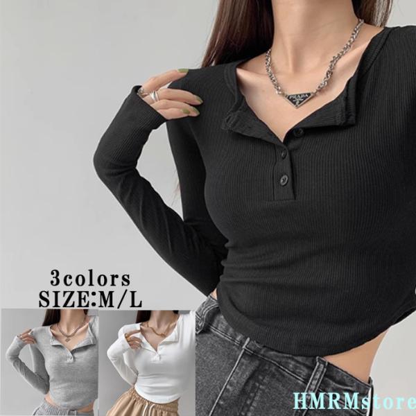 レディース Tシャツ 長袖Tシャツ ロンT ロングスリーブTシャツ クロップド トップス 短め きれ...