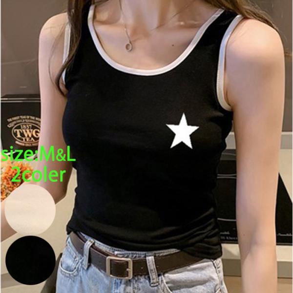 タンクトップ レディース トップス ワンポイント プリント インナー ベーシック ストレッチ