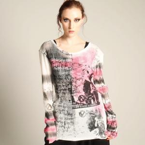 h.NAOTO カットソー ハンドペイント パンキッシュ パンク ストリート系 Gauze knit painting T-SH
