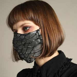 h.NAOTO Mサイズ 布マスク お洒落マスク ドラゴンレザー  ゴシック パンク Silver Dragon Leather Mask Wear