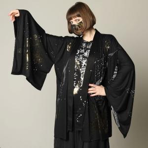 h.NAOTO 浴衣 羽織 着物 鶴家紋 和ゴス ゴシック Unkaku-mon paint yukata