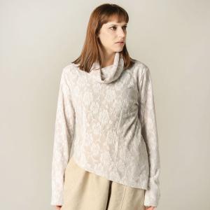 h.NAOTO カットソー 総レース 薔薇柄 ハイネック ゴシック モード Rose Lace Asymmetry Tops