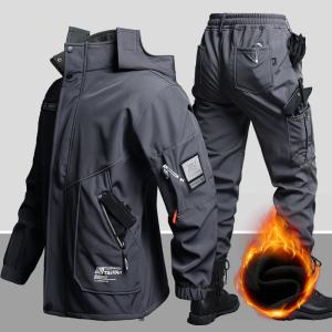 防寒 作業服 裏起毛 上下セット 厚手 裏ボア...の詳細画像2