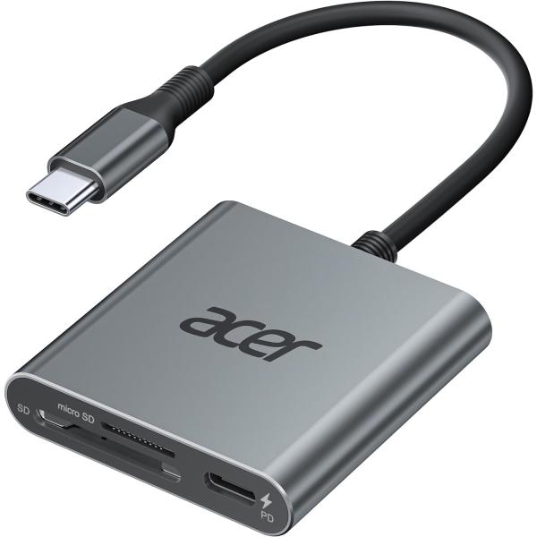 Acer　MicroSD&amp;SDカードリーダー (Grey)　UHS-IIまで対応　USB Type-...