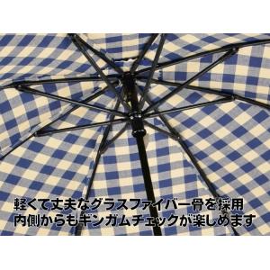 傘 折りたたみ傘 晴雨兼用傘 ワカオ ギンガム...の詳細画像2