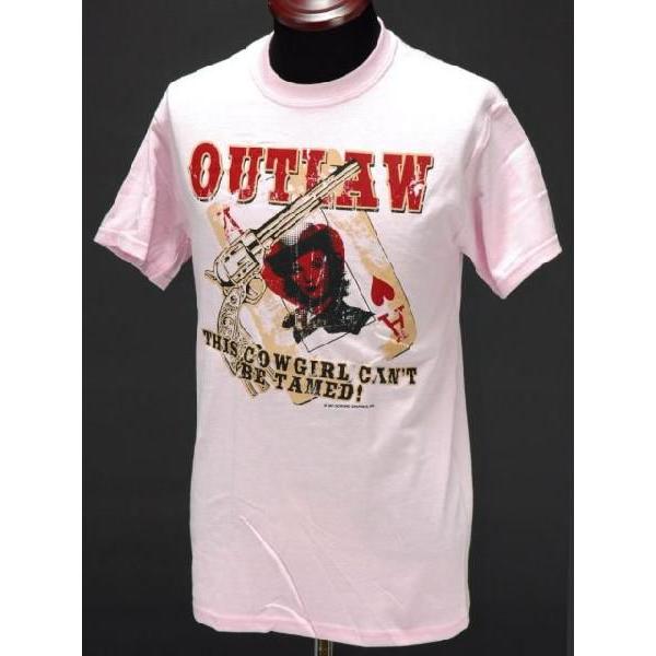 “OUTLAW This Cowgirl Can&apos;t Be Tamed”ウエスタンテイスト半袖Tシャ...