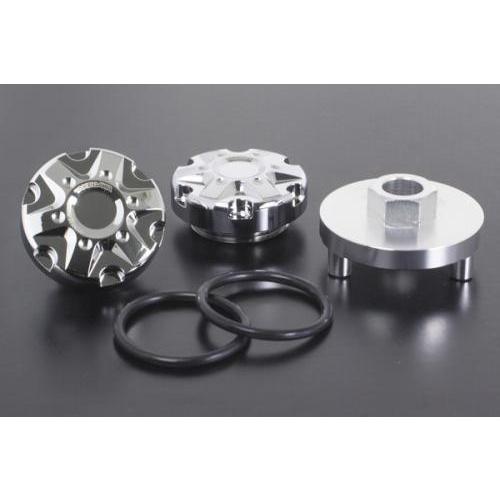 01-18-1036　SP武川アルミ削り出しメッキタペット&amp;ブリーザーキャップ2個セット(タイプ1)...