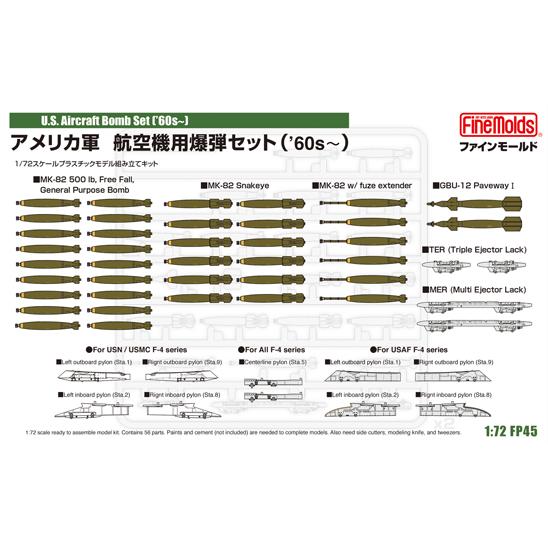 ファインモールド FP45 1/72 アメリカ軍 航空機用爆弾セット(&apos;60s~) 模型 プラモデル...