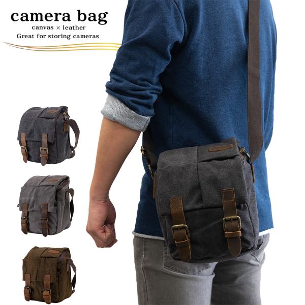 カメラバッグ 一眼レフ 本革 斜め掛け ショルダーバッグ コンパクト 3色 大容量 軽量 一眼レンズ...