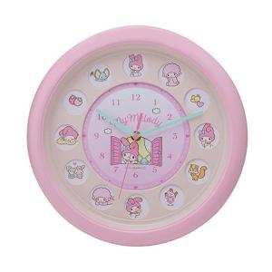 ティーズファクトリー 掛け時計 マイメロディ 丸窓ウォールクロック アナログ 静音 連続秒針 ピンク