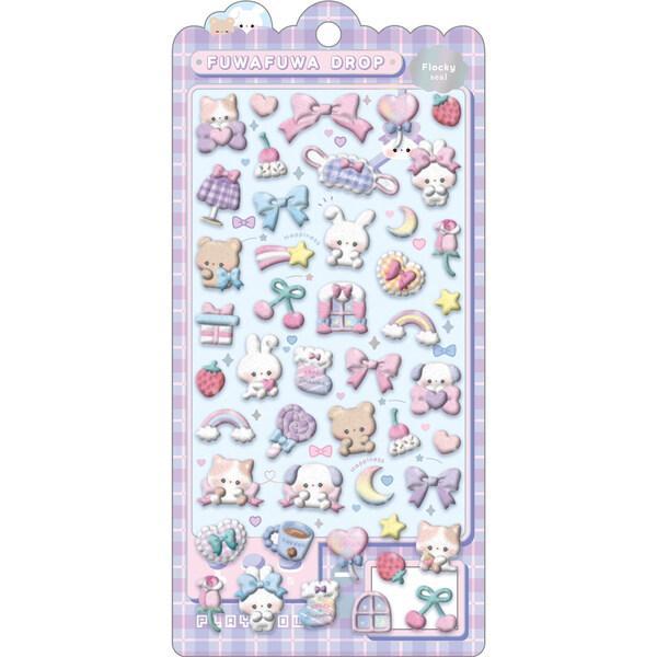クーリア 正規品 ふわふわドロップシール ぬいぬいふわふわ パープル グッズ 新品 * 即納