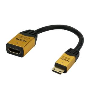 HORIC HDMI-HDMI MINI変換アダプタ 7cm ゴールド HCFM07-331GD  オーディオ関連 AVケーブル[▲][AS]｜hobinavi2