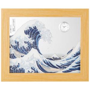 葛飾北斎 透明 浮世絵額時計付 神奈川沖浪裏 K20856615 インテリア 置き時計 [▲][AS]｜hobinavi2