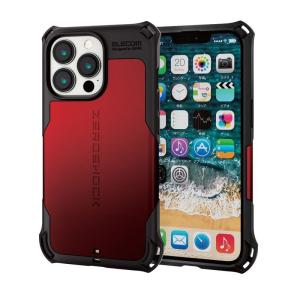 エレコム iPhone13 Pro ケース カバー 耐衝撃 ZEROSHOCK ゼロショック MAGKEEP ストラップホール付 レッド ELECOM