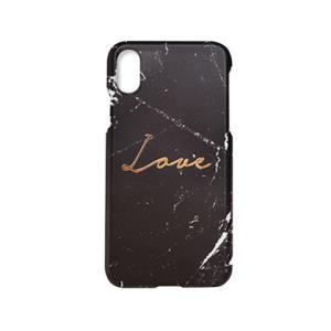 【Happymori（ハッピーモリ）】背面カバー型スマホケース iPhone XS / X  Ｍarble love Bar ブラックスマホケース iPhone アイフォン X XS iPhoneXS [▲][R]｜hobinavi2