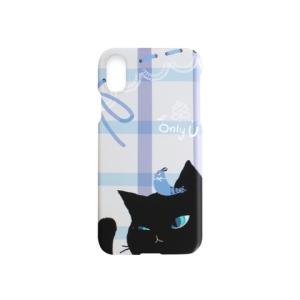 【Happymori（ハッピーモリ）】背面カバー型スマホケース iPhone XS / X  Cat Couple Bar ブラックスマホケース iPhone アイフォン X XS iPhoneXS iP[▲][R]｜hobinavi2