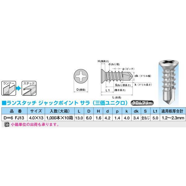 1000本入 ネジ/ビス サラ型 4.0×13mm スチール製 ヤマヒロ 『ランスタッチ』 〔建築 ...